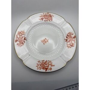 Antique UK Copeland Porcelain Salad Plates w/Orange Floral Pattern (Set of 6)